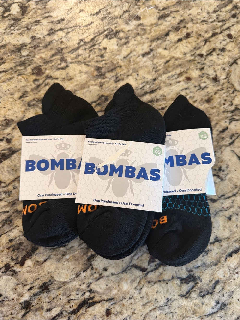 Bombas Bundle of Black Unisex Cushioned Antimicrobial Ankle Socks / XS